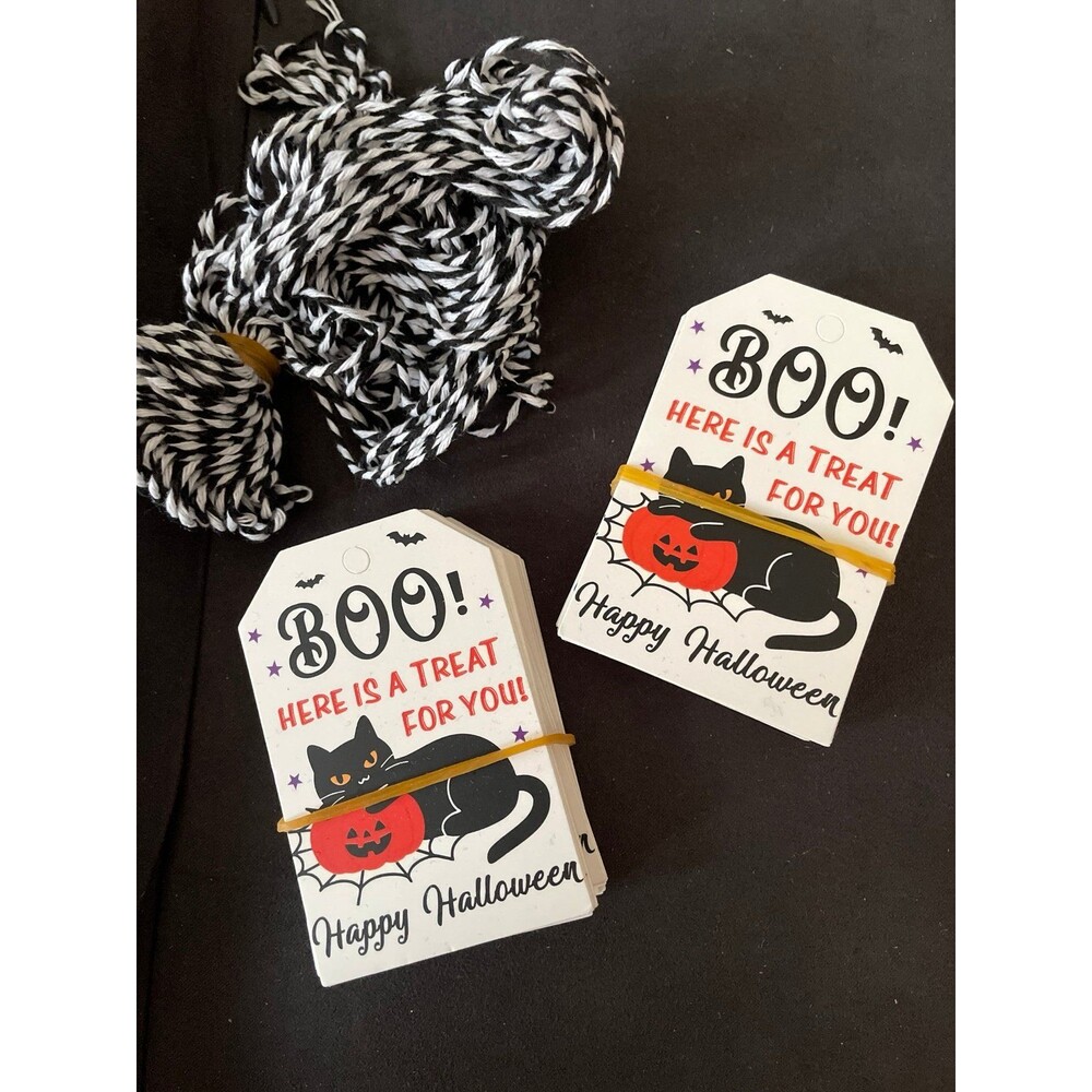 80 ct w/Strings Halloween Gift Tags Boo Basket Fillers Boo Basket Stuffers  New